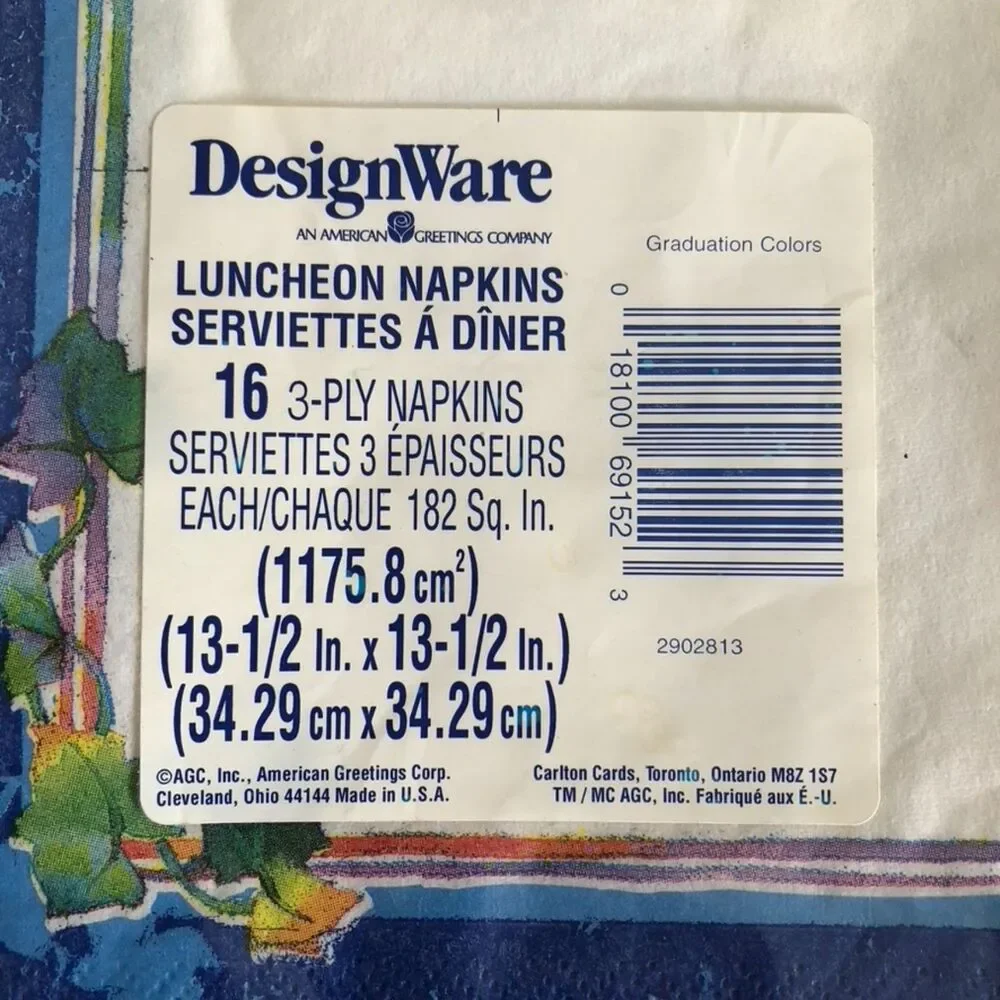 Vintage DesignWare Graduation Colors 1 Luncheon Napkins 2 Beverage Napkins